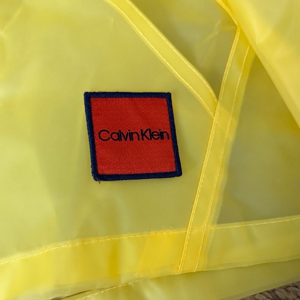 Calvin Klein Yellow Rain Coat with Red Logo - Picture 2 of 7